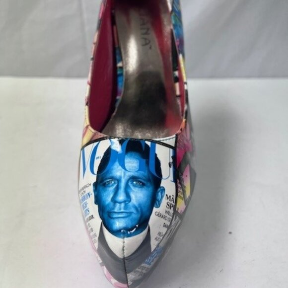 Lilianna Vogue 6" Stilettos magazine print all over Size 9 Retro Vintage shoes! - Picture 5 of 9
